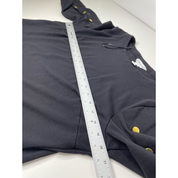 Liz Claiborne Blouse Scoop Neck Gold Button Sleeve‎ Pullover Stretch Black XL - Picture 9 of 10